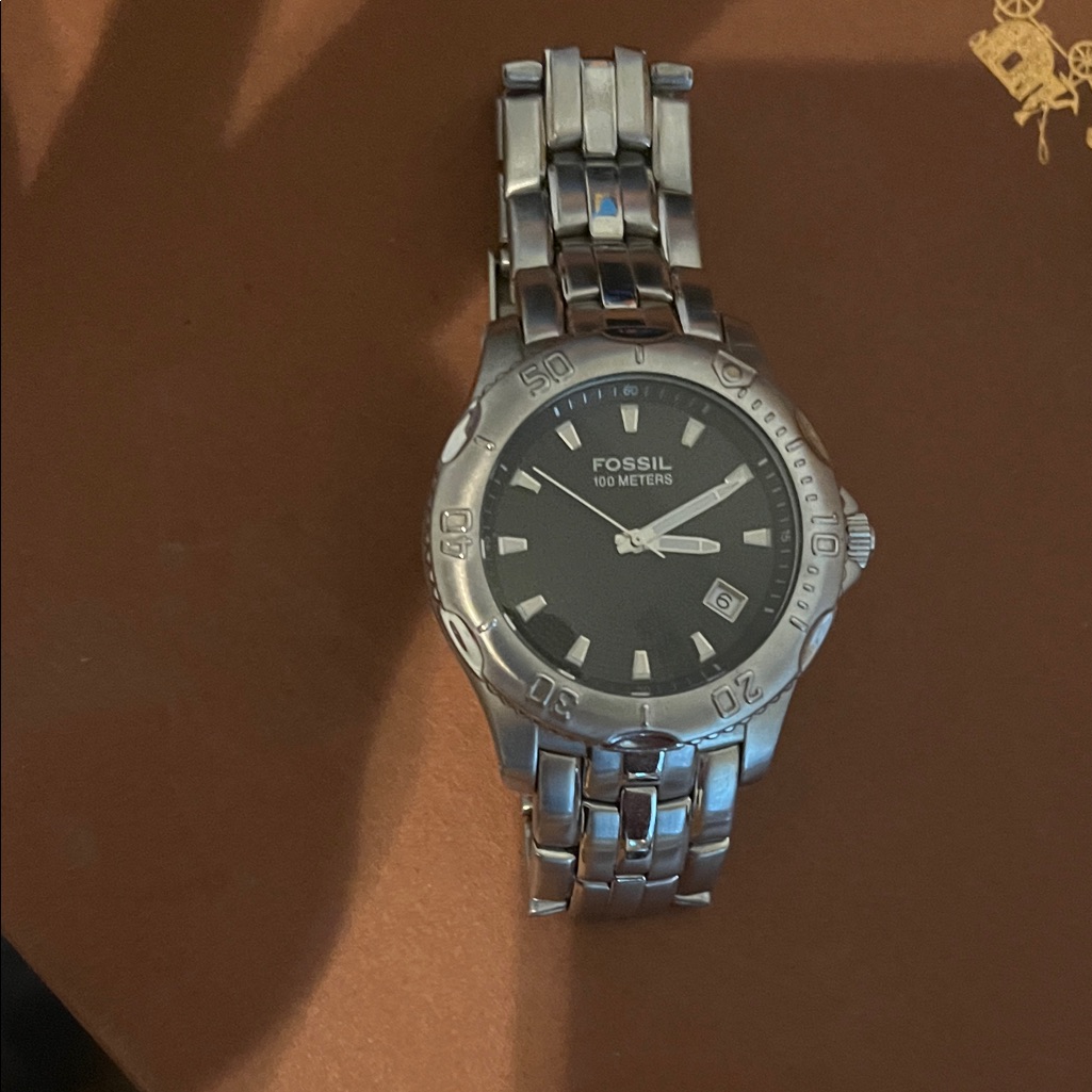 Fossil Blue Stainless Steel Watch With Dark Dial
